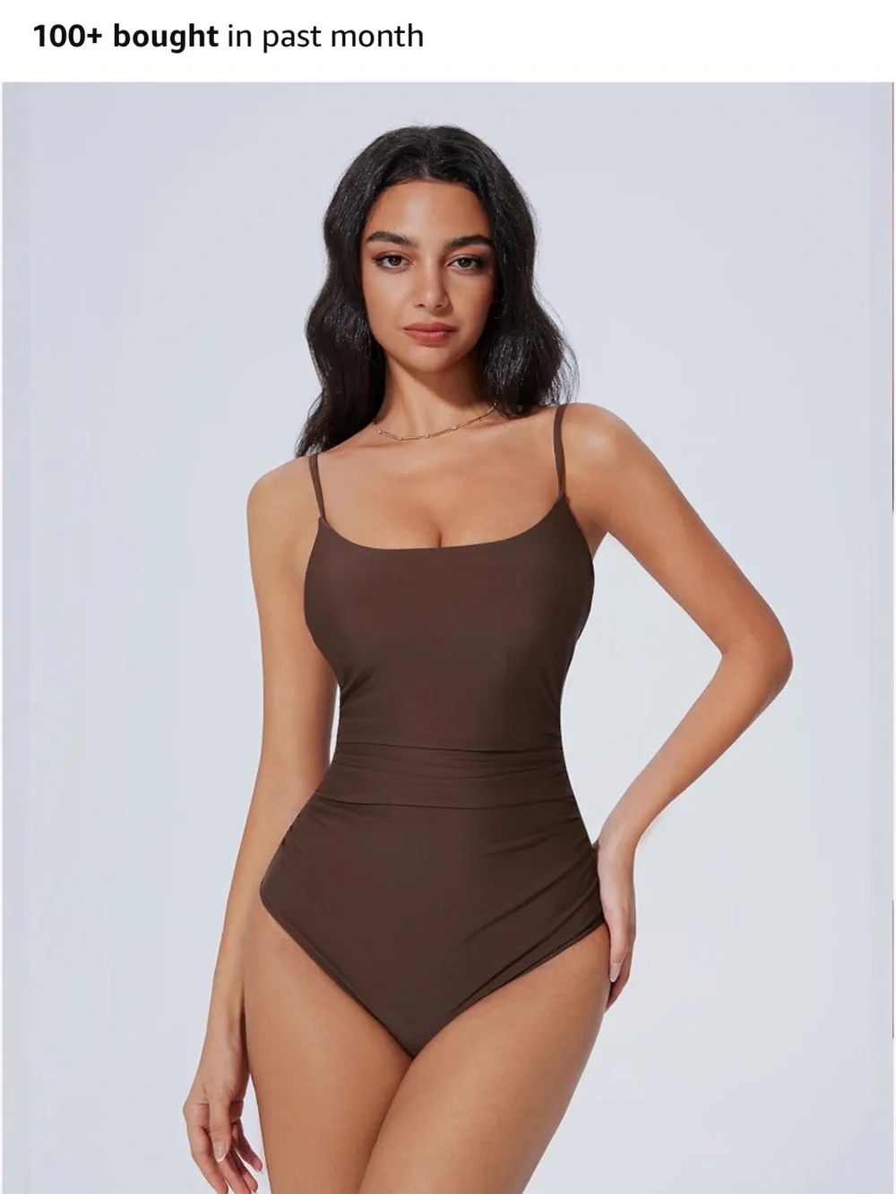 Women’s Scoop Neck One-Piece Swimsuit - Brown